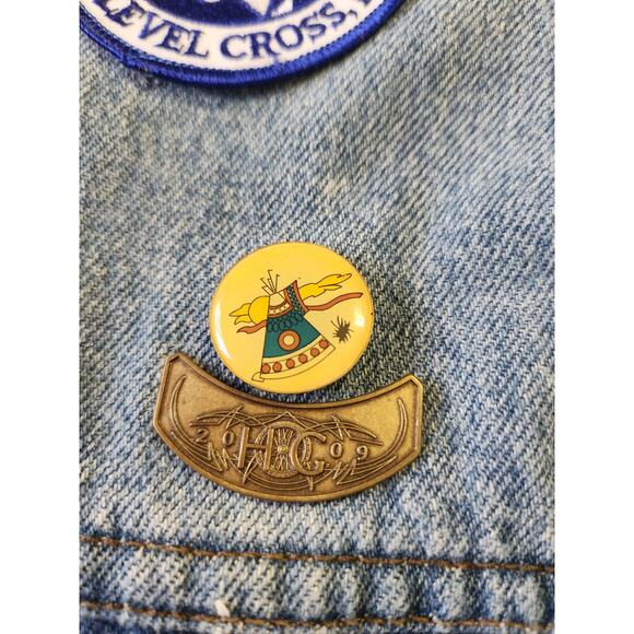 Harley Davidson Veteran Smoky Moutain Denim Jean Patch Pins Vest Men Sz Med - Picture 7 of 12